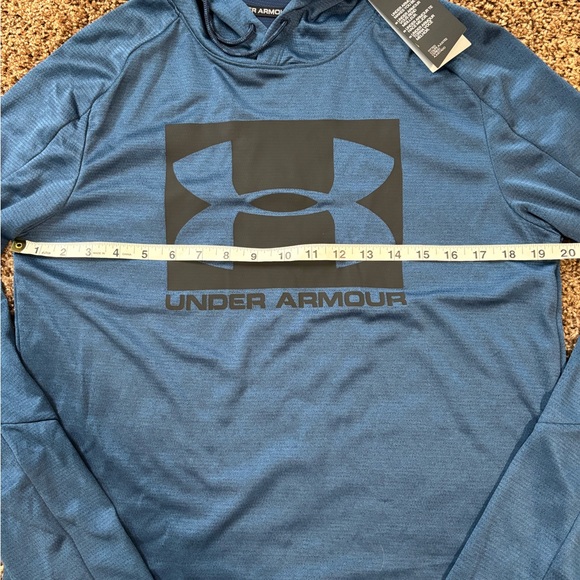 NWT Under Armour Mens Hoodie M Fitted Blue Pullover Long Sleeve Athletic Tee - Picture 5 of 7